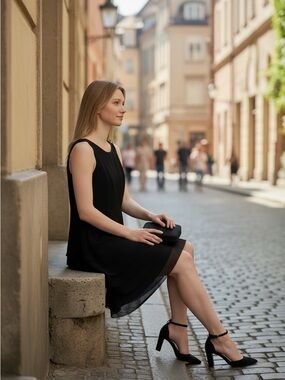 White House Black Market Black Sleeveless Midi Dress